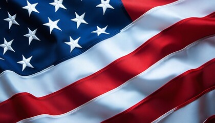 Fototapeta premium Close-up view of an american flag with its stars and stripes displayed prominently