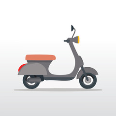 Vector Illustration of a Grey and Orange Scooter
