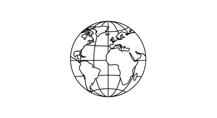 Stylized Globe Outline with Continents and Meridians. © wong