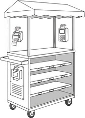 Mobile Retail Cart with Canopy and Payment Systems.