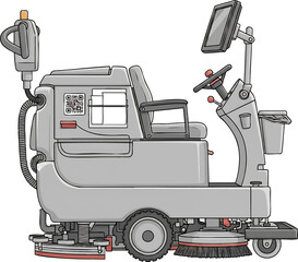 Rideon Floor Scrubber Machine Illustration.