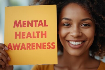 woman holding up a mental health awareness sign