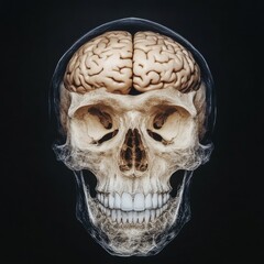 Human Skull and Brain X-Ray Concept on Dark, Anatomy ,Science