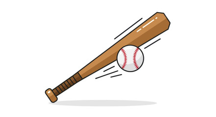 Wooden Baseball Bat and Ball in Motion.