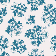 Minimal Flat Floral Pattern Design 2 Color - Allover Ready To Print For Fabric And Repeat Design Wallpapers Background
