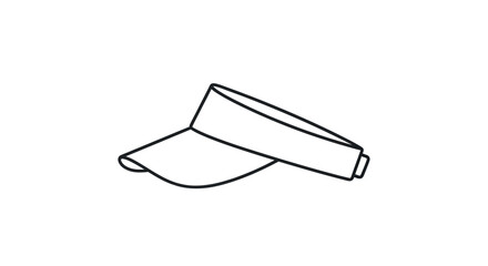 Simple Black and White Outline of a Visor Hat.
