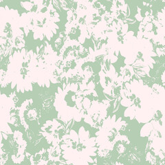 Minimal Flat Floral Pattern Design 2 Color - Allover Ready To Print For Fabric And Repeat Design Wallpapers Background
