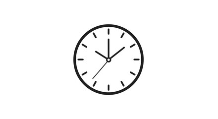 Simple Black and White Analog Clock Face with Hour and Minute Hands.
