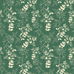 Minimal Flat Floral Pattern Design 2 Color - Allover Ready To Print For Fabric And Repeat Design Wallpapers Background