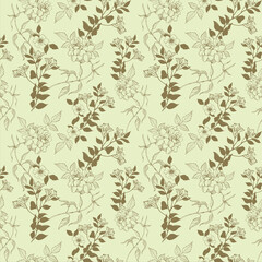 Minimal Flat Floral Pattern Design 2 Color - Allover Ready To Print For Fabric And Repeat Design Wallpapers Background