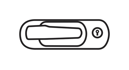 Outline of a Recessed Sliding Door Handle with Keyhole.