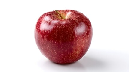 Fresh Red Apple Isolated on White Background with Glossy Finish
