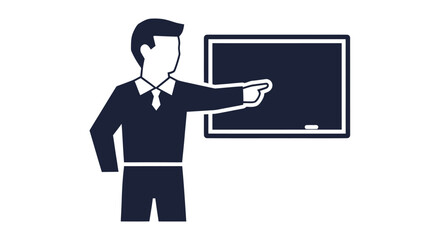 Teacher Pointing at Blackboard Illustration.