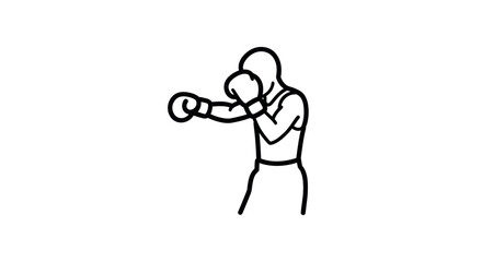 Stylized Line Art of a Boxer in a Fighting Stance.
