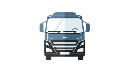 Front View of a Modern Dark Blue Delivery Truck Illustration.