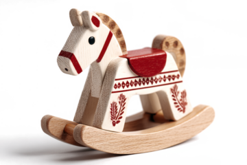Wooden rocking horse toy traditional folk art style perfect for childrens room decor and holiday gifts