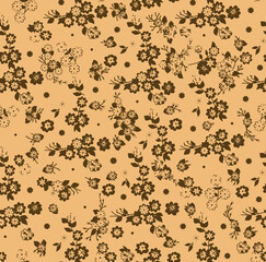 Minimal Flat Floral Pattern Design 2 Color - Allover Ready To Print For Fabric And Repeat Design Wallpapers Background