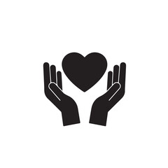 Obraz premium Hands holding a heart symbol of love silhouette vector icon