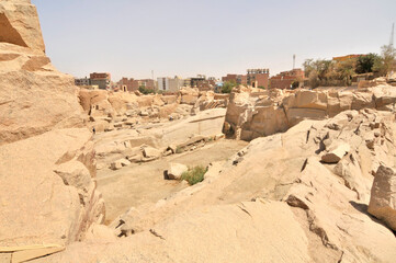 Unfinished obelisk  located in the northern region of the stone quarries of ancient Egypt in Aswan, Egypt.