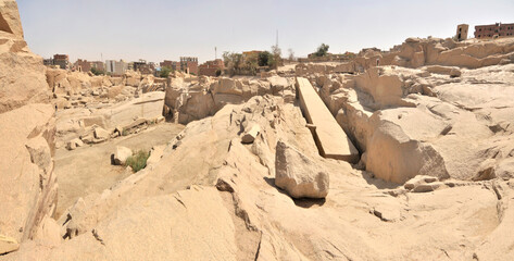 Unfinished obelisk  located in the northern region of the stone quarries of ancient Egypt in Aswan, Egypt.