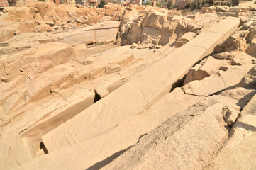 Unfinished obelisk  located in the northern region of the stone quarries of ancient Egypt in Aswan, Egypt.