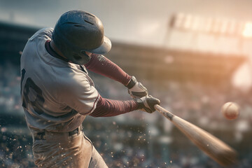 A baseball player swings his bat at a ball