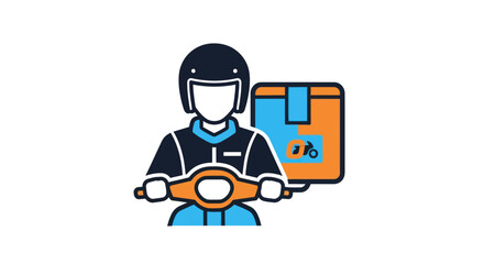 Delivery Courier on Scooter with Package Illustration.