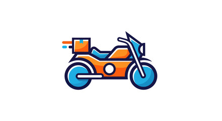 Obraz premium Stylized Orange and Blue Delivery Motorcycle with Cargo Box.