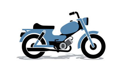 Vintage Light Blue Moped Motorcycle with Black Seat and Wheels.