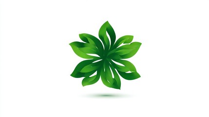 Eco-concept vector showcasing a green flower icon crafted from fantastical leaves. Symbolizes ecological balance, sustainable development, and the allure of magic or illusion