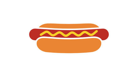 Classic Hot Dog with Yellow Mustard Illustration.