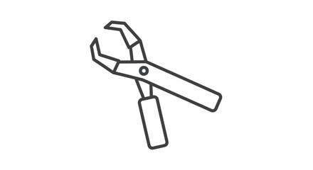 Simple Line Drawing of a Pair of Pliers.