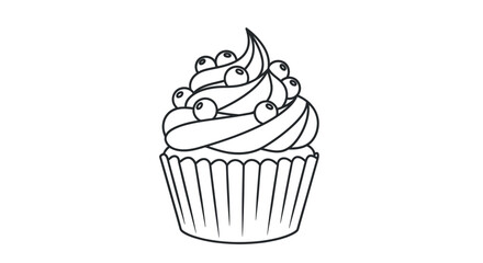 A delicious frosted cupcake adorned with fresh berries and a swirl of frosting.