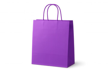 Purple blank shopping bag for retail, presenting paper packaging and gift mockup on transparent background