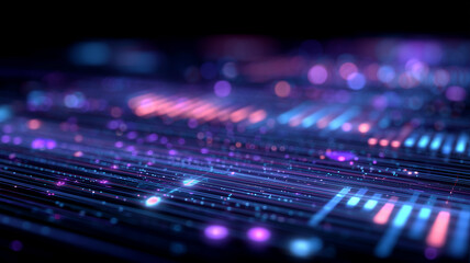 A futuristic analytics interface with flowing lines visualizing big data metrics performance and decision intelligence for modern organizations.
