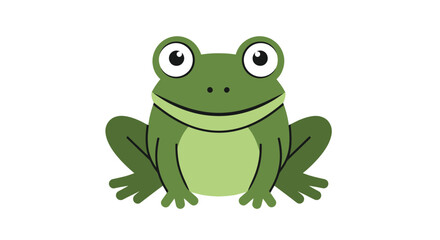Obraz premium A cute cartoon green frog with big eyes and a friendly smile.