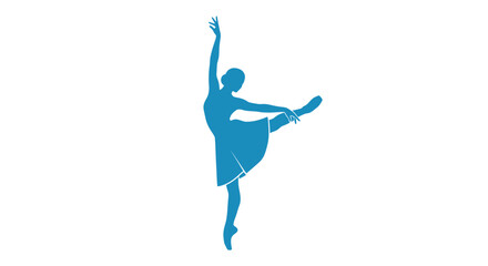Elegant Blue Silhouette of a Ballerina in a Graceful Pose. © lidot