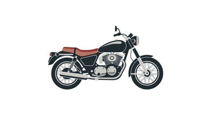 Obraz premium Classic Black Motorcycle with Brown Seat Vintage Cruiser Style Illustration.