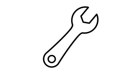 Simple Line Drawing of a Metal Wrench Tool.
