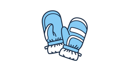 Pair of light blue winter mittens with white trim. © lidot