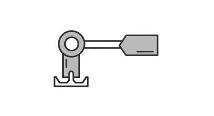 Gray Metal Electrical Connector with Ring Terminal and Spade Connector.