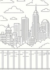 Obraz premium Minimalist cityscape line art wallpaper.