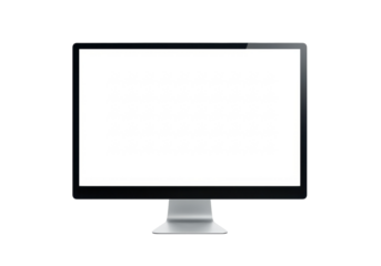 Modern computer monitor isolated PNG on transparent background, sleek display for graphic design and presentations