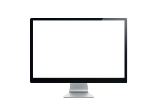 Modern computer monitor isolated PNG on transparent background, sleek display for graphic design and presentations