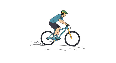 Obraz premium Cyclist Riding a Mountain Bike with Helmet and Sportswear.