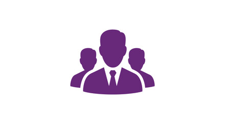 Purple silhouettes of three people representing a team or group concept