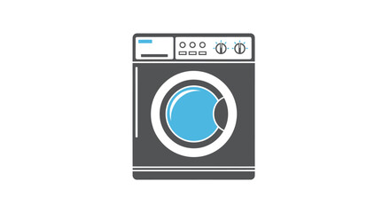 Modern Front-Load Washing Machine Appliance Icon Illustration.