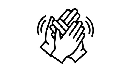 Simple Black and White Illustration of Clapping Hands.