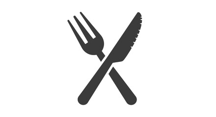 Crossed Silverware Icon: Fork and Knife Symbol for Dining.