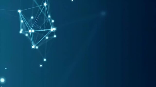 Abstract glowing network of interconnected dots and lines on a dark blue gradient background